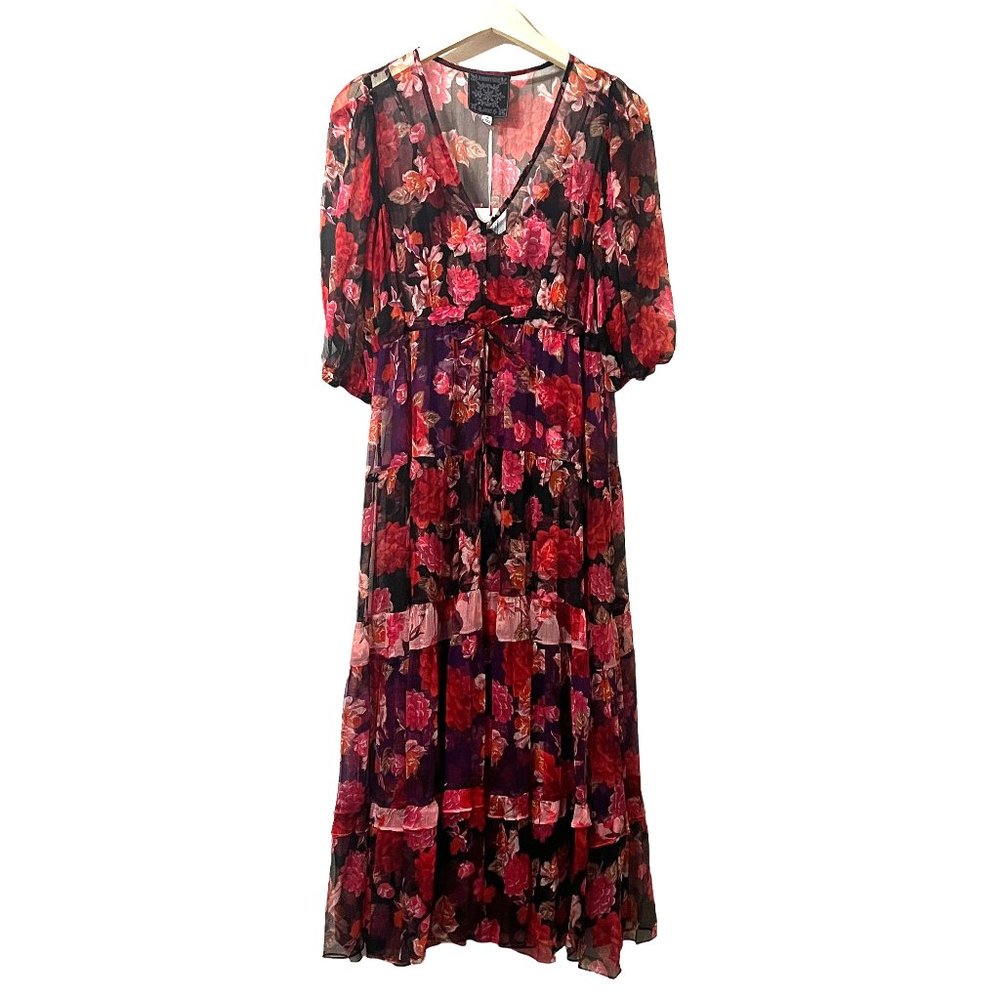 Johnny Was Moxi Tiered Midi Dress Size Extra Small